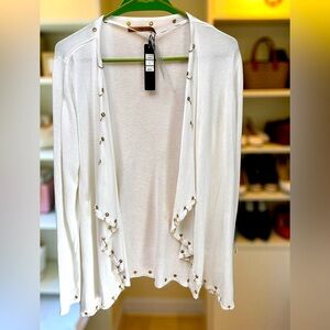 Belldini Women's Grommet Trim Duster Open Front Cardigan Size Large NWT